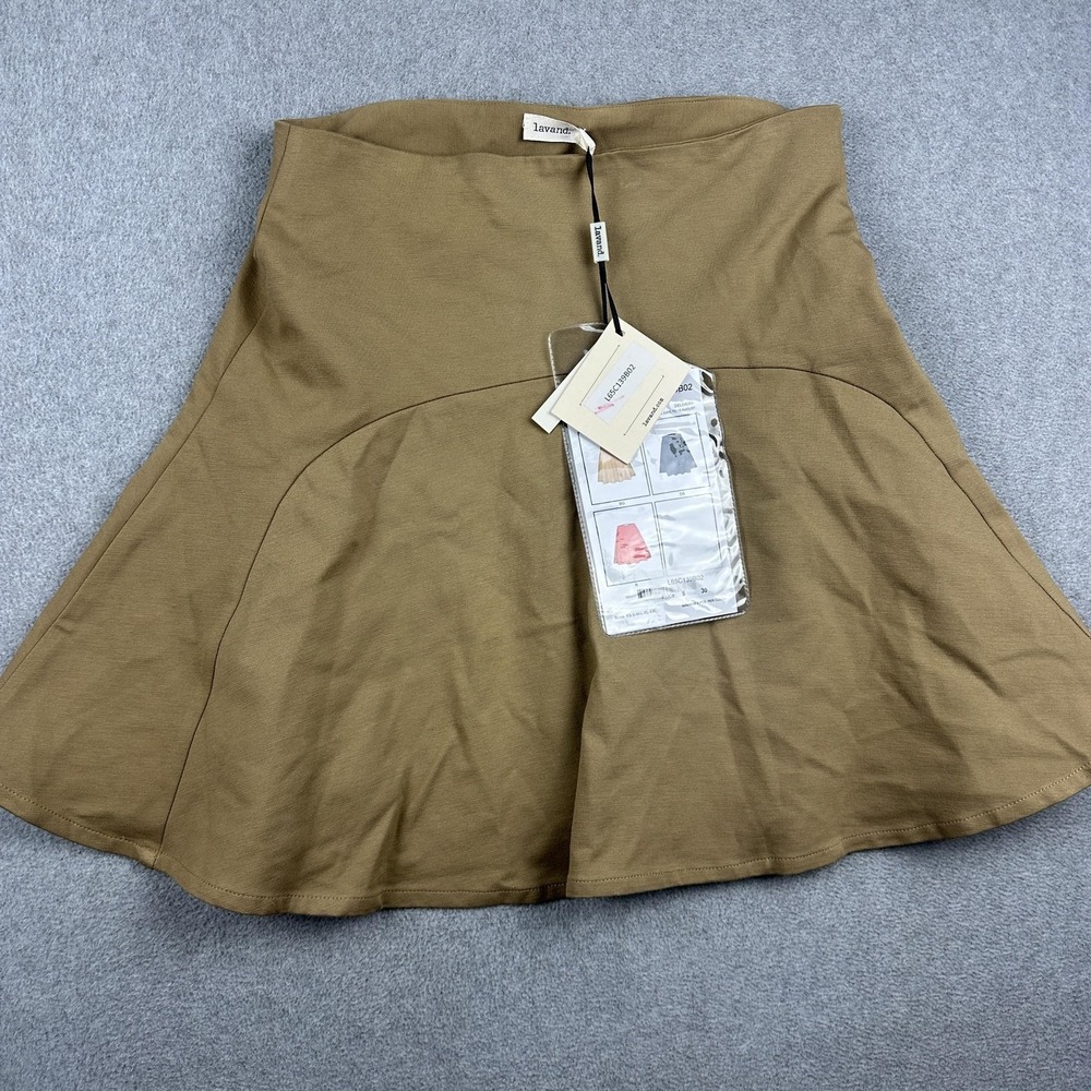 Lavand. Skirt Womens Medium Beige Jersey Skater Stretch NWT L65C139B02 Spain
